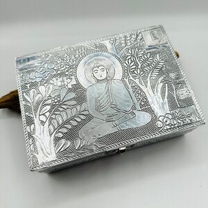Buddha Embossed Aluminium Oxidized Jewellery Box